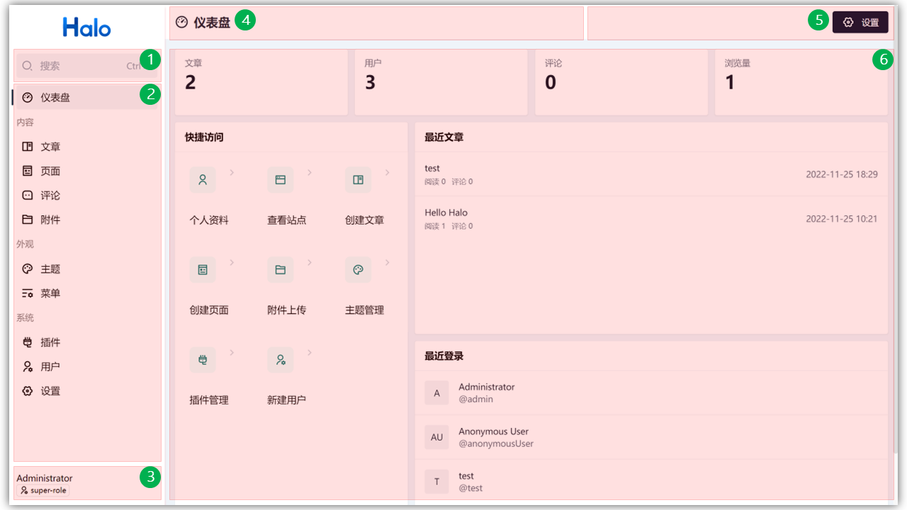 控制台界面说明